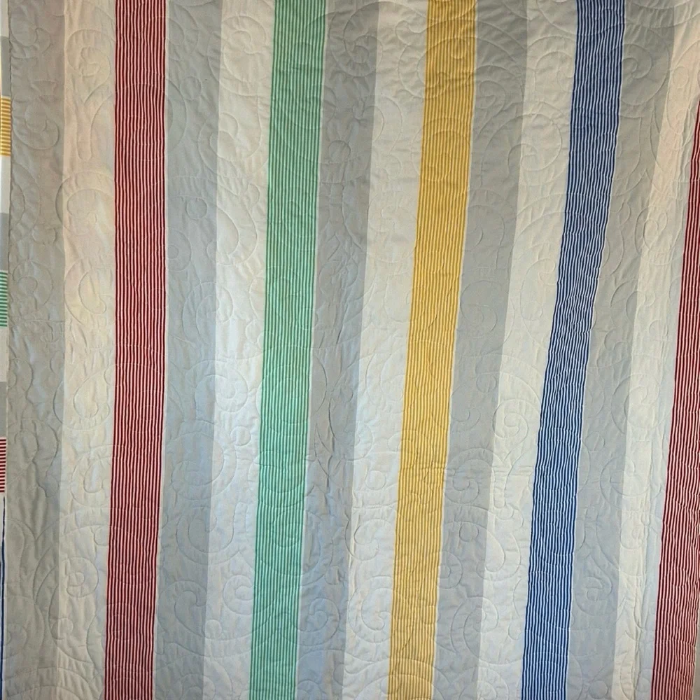 Handmade Multicolor Checkerboard Quilt - Red Border